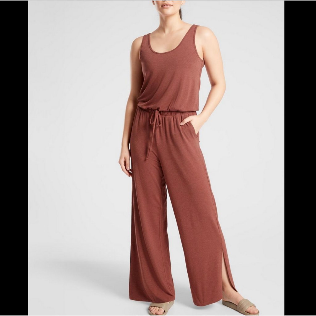 Athleta Heather Rusty Brown Upf 50+ Wide Leg Pants Coastal Jumpsuit